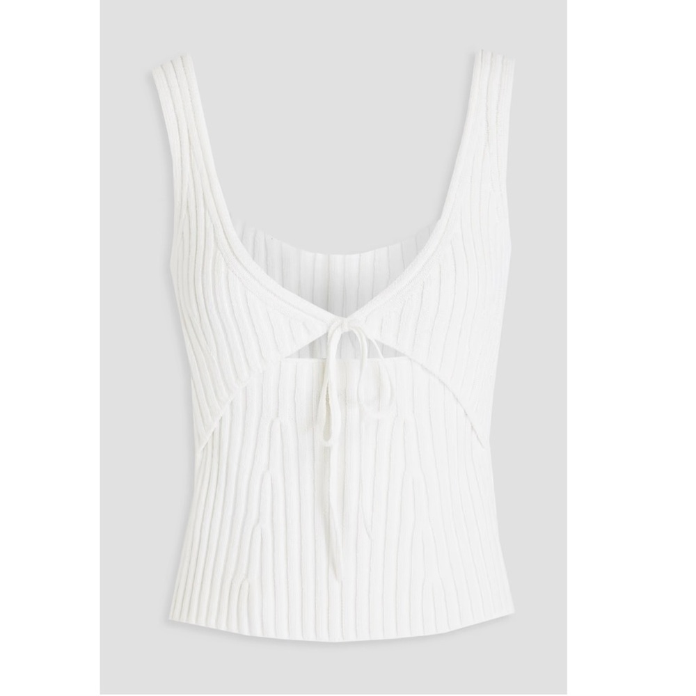 VINCE Rib Tie Back Cotton Blend Tank Top in Optic White Size XS - Picture 3 of 14